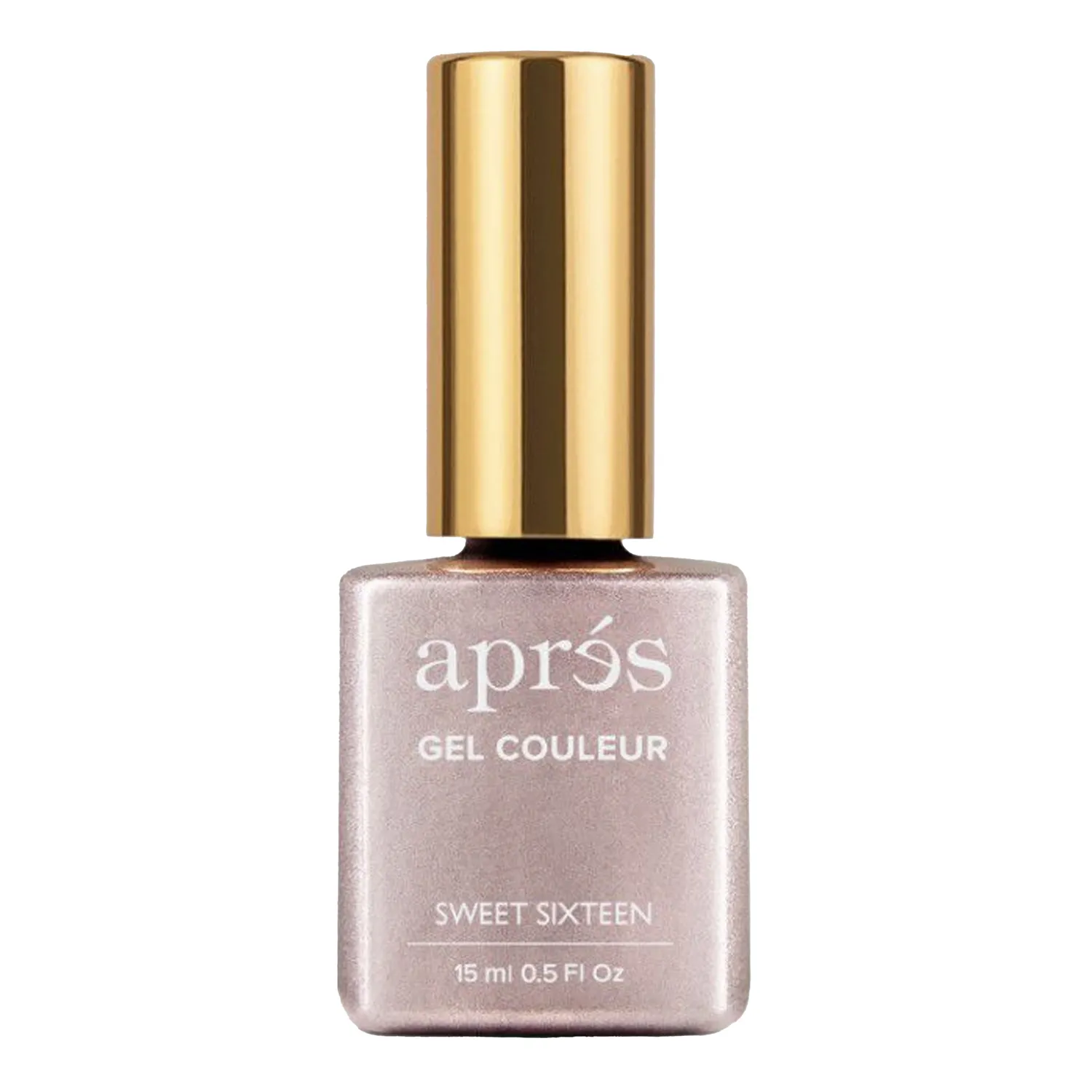 A bottle of Aprs gel polish named Sweet Sixteen