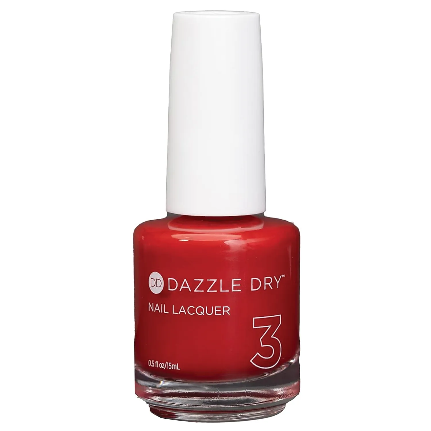 A bottle of Dazzle Dry nail lacquer labeled 3 with a white cap