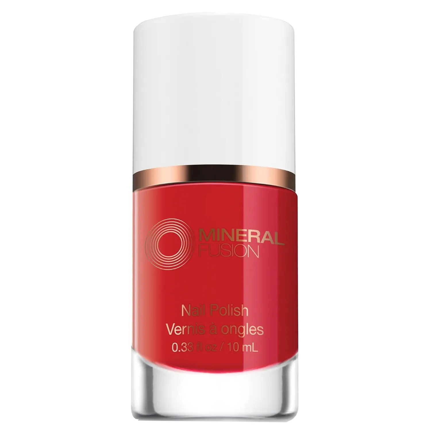 Bottle of Mineral Fusion nail polish in red