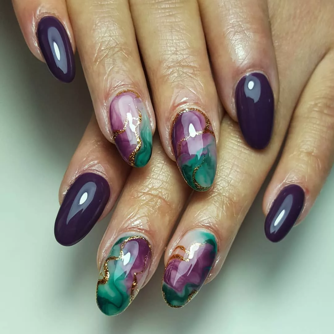 Sagittarius Nails Marbled