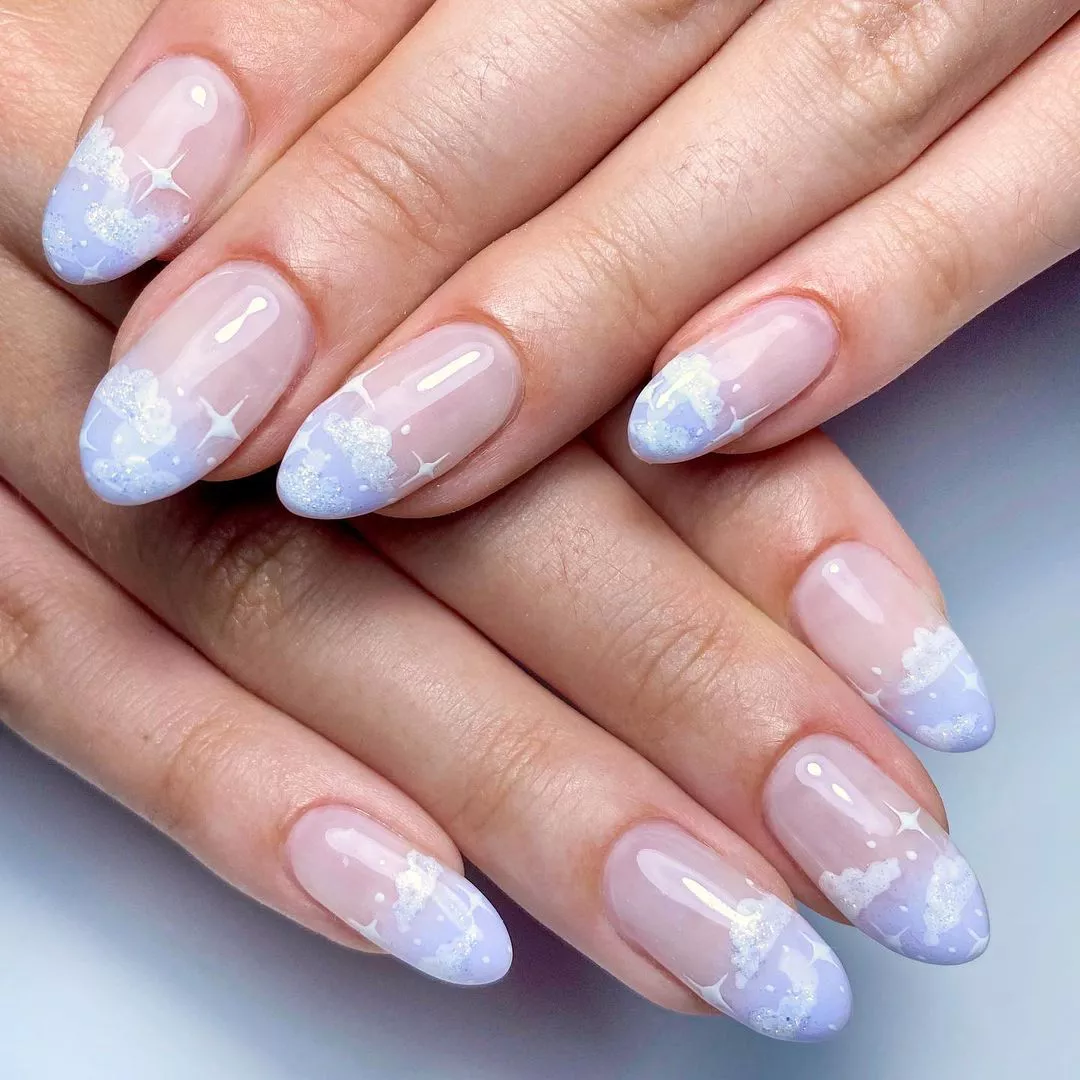 Lilac Skies Winter Nails