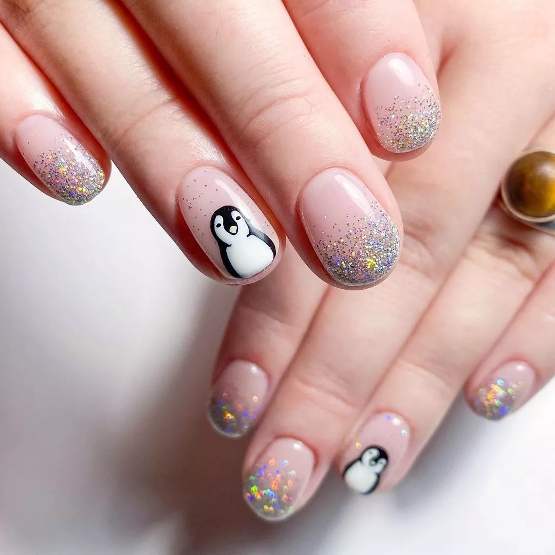 Penguins Winter Nails