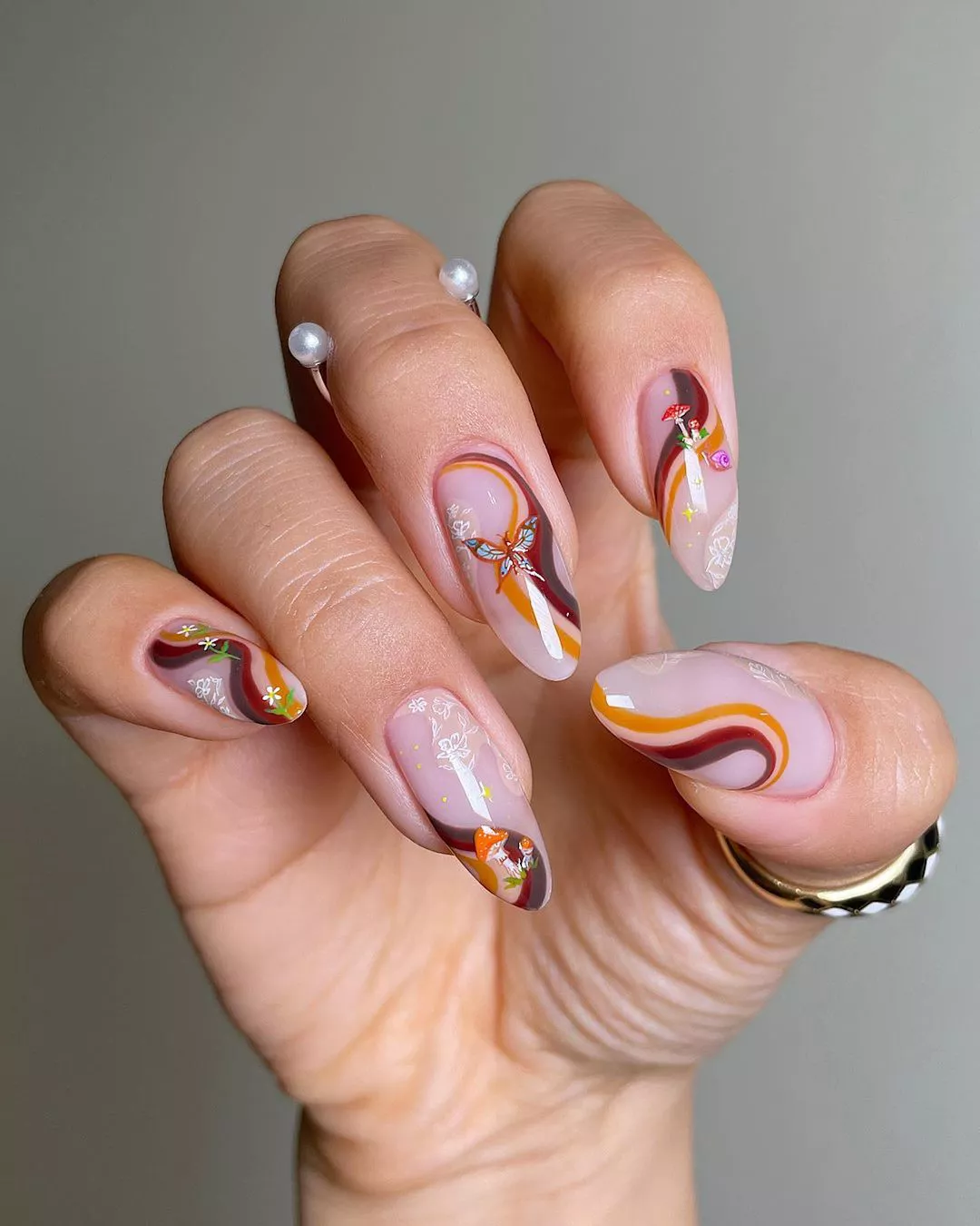 Autumn Swirls Thanksgiving Nail Designs