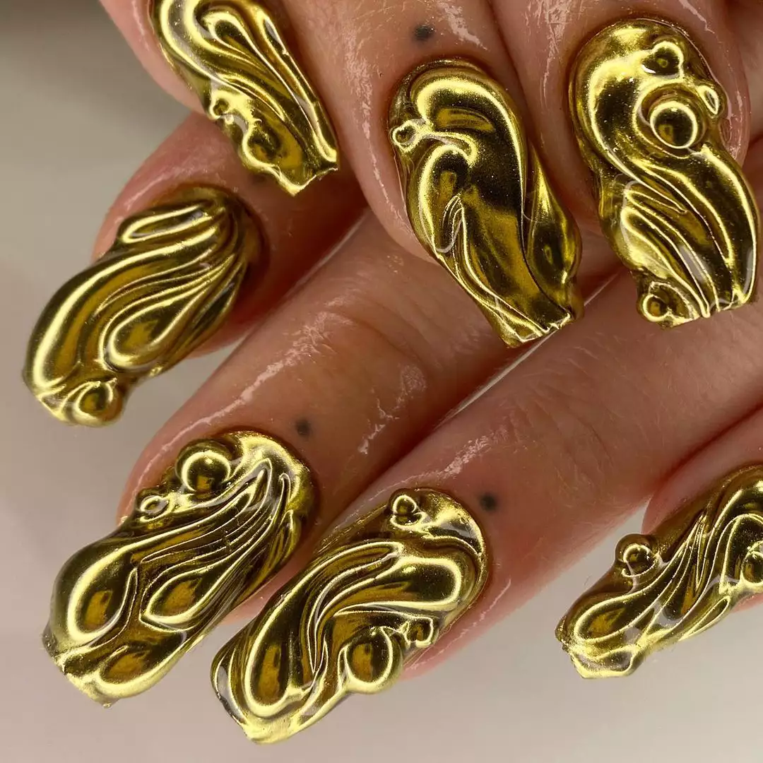 Liquid Gold Metallic Nails