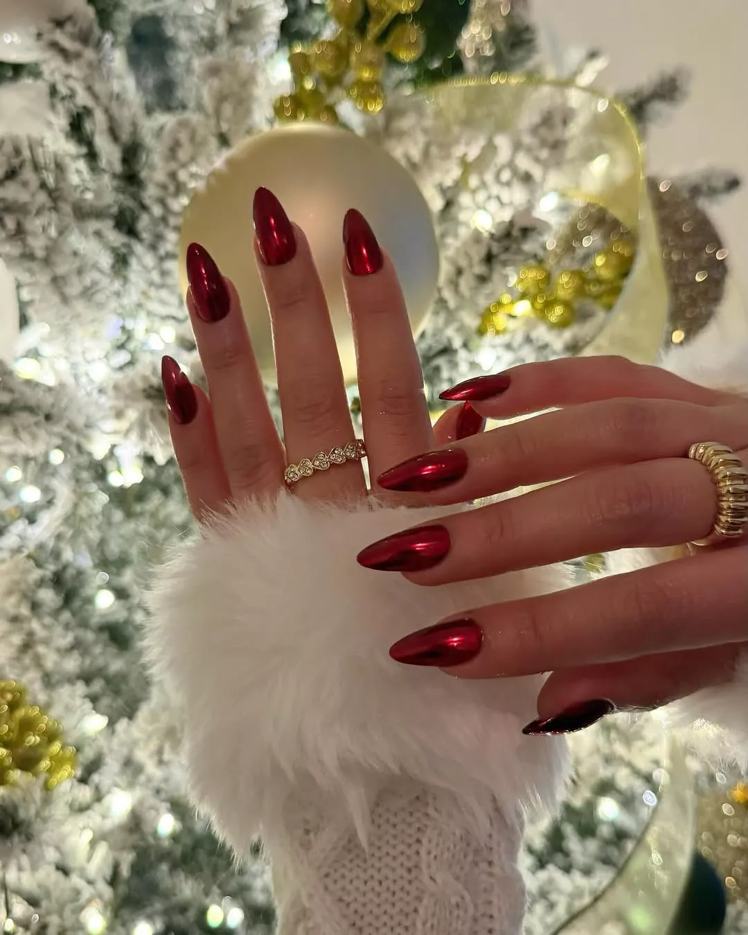 Red Chrome Winter Chrome Nails