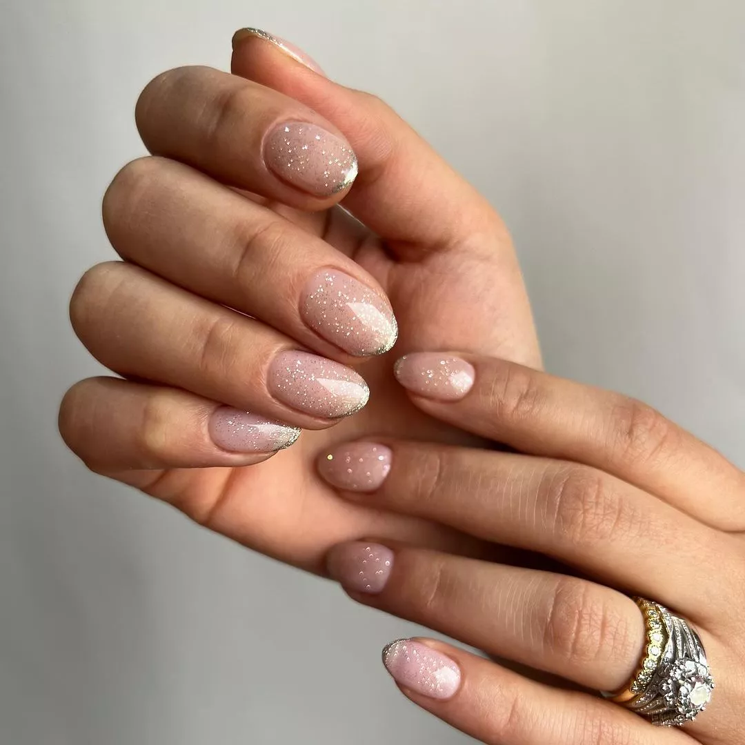 A glitter French manicure for winter.