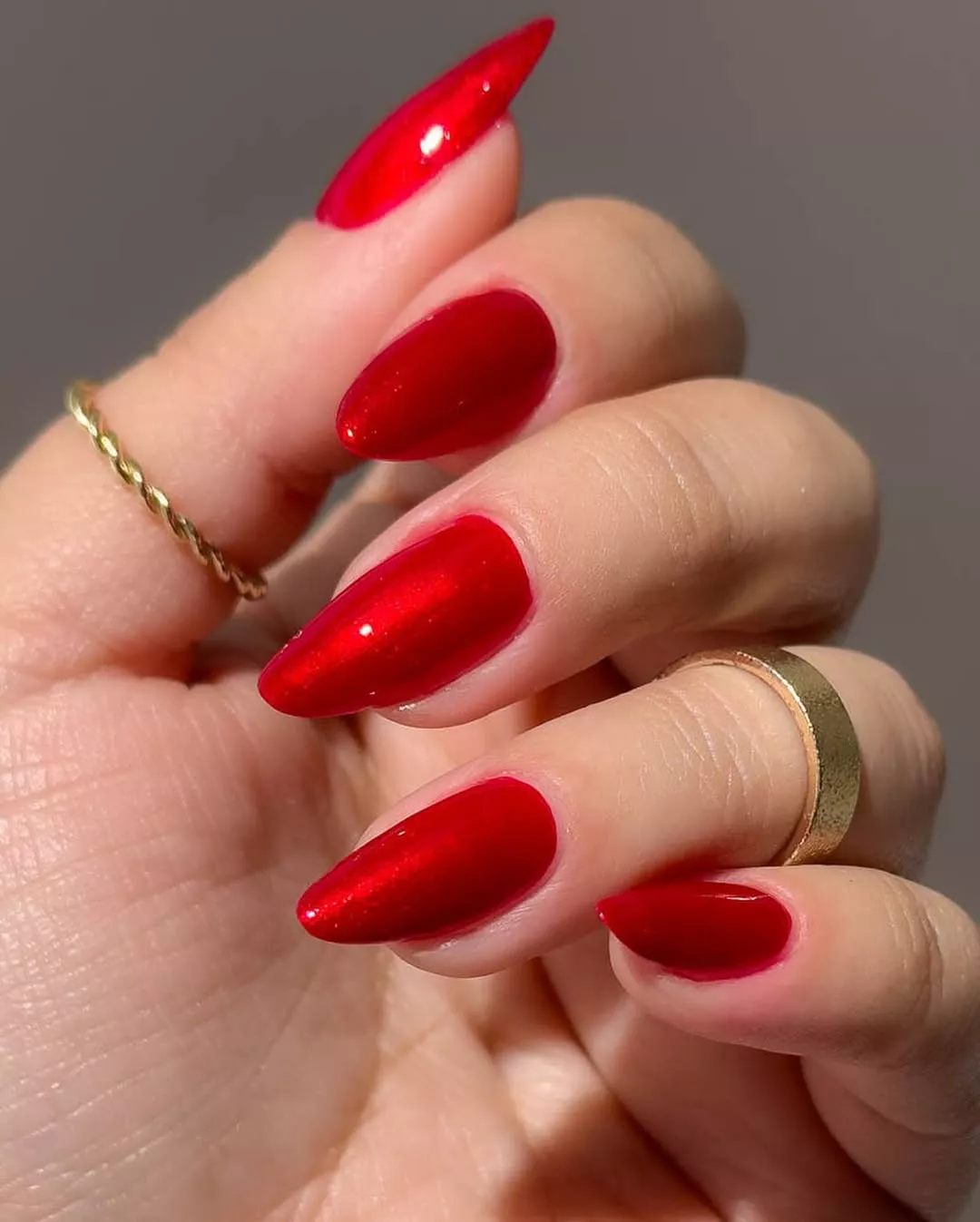 Metallic red nails
