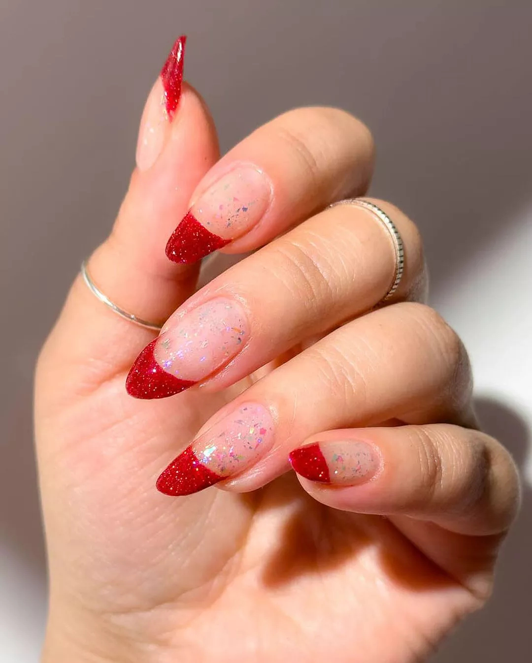glitter french red tips