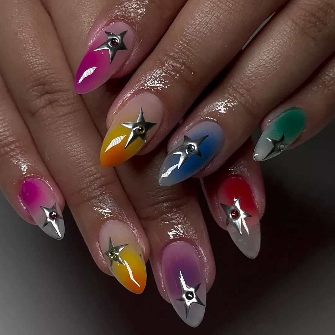 Colorful Aura New Years Eve Nails