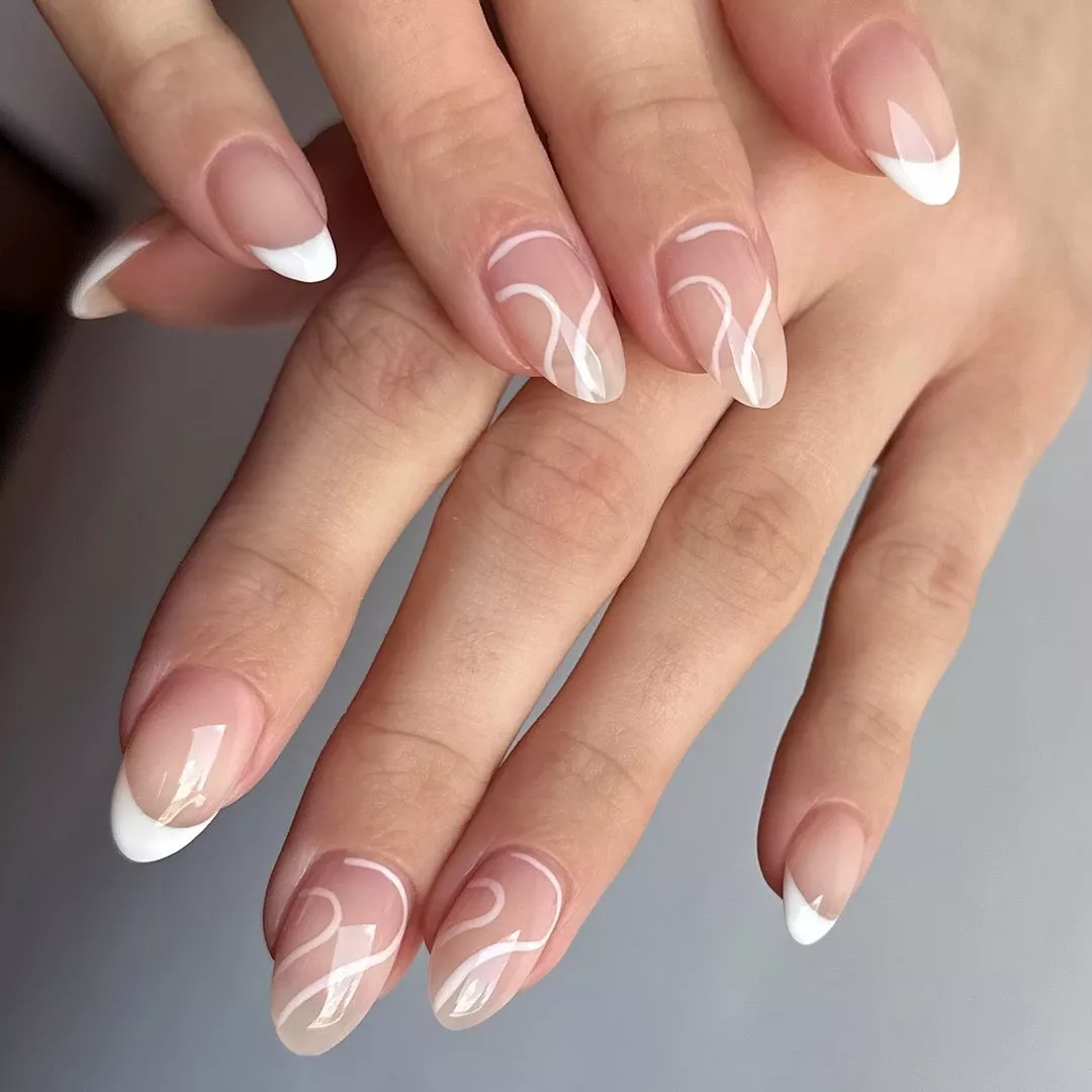 Winter Swirls Winter White Nail Ideas