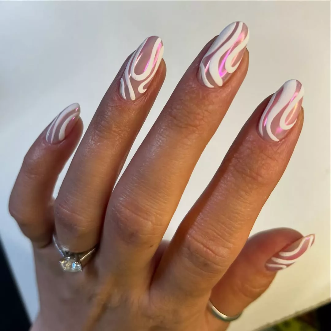 Chrome Swirls New Years Eve Nails