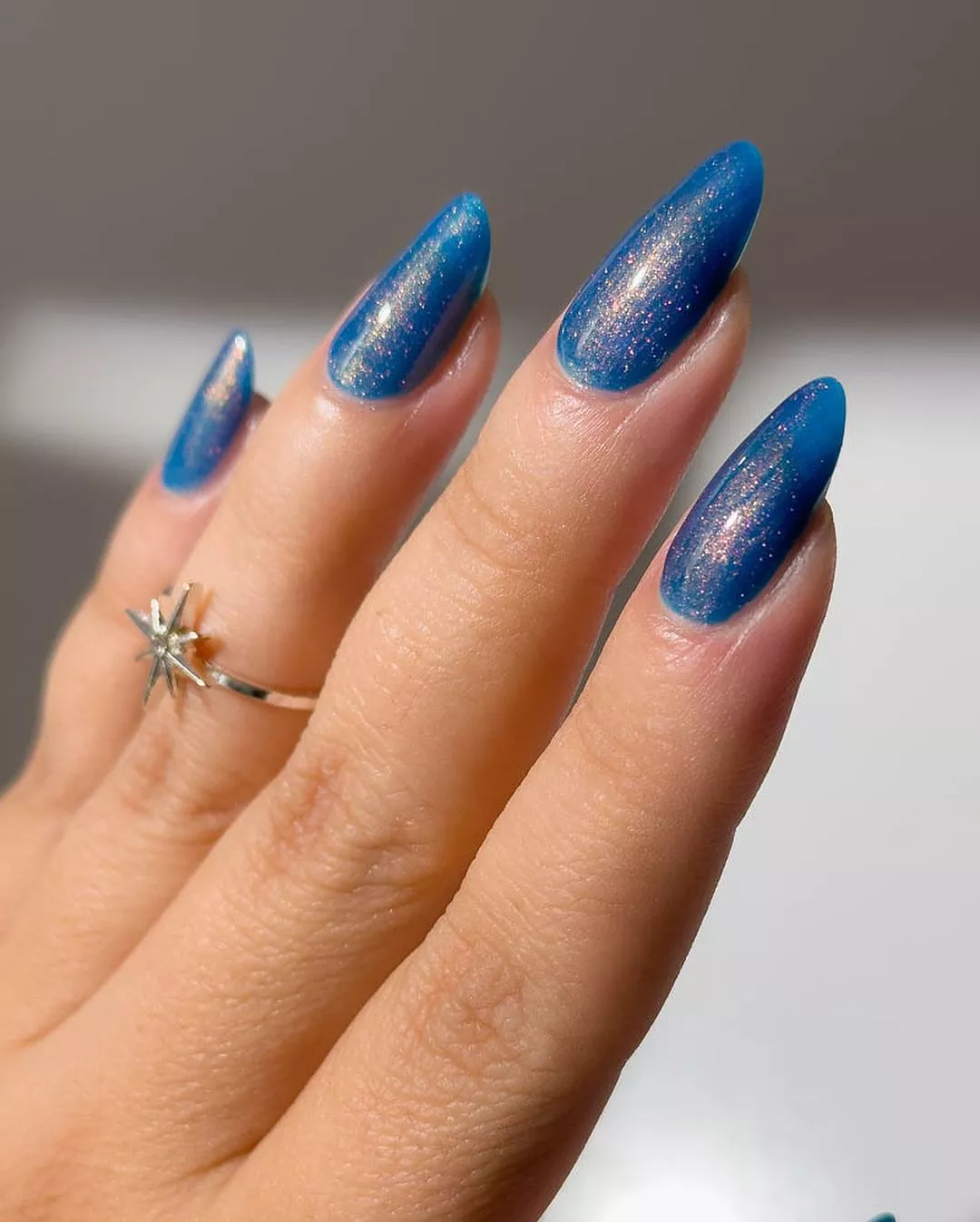 blue glitter nails
