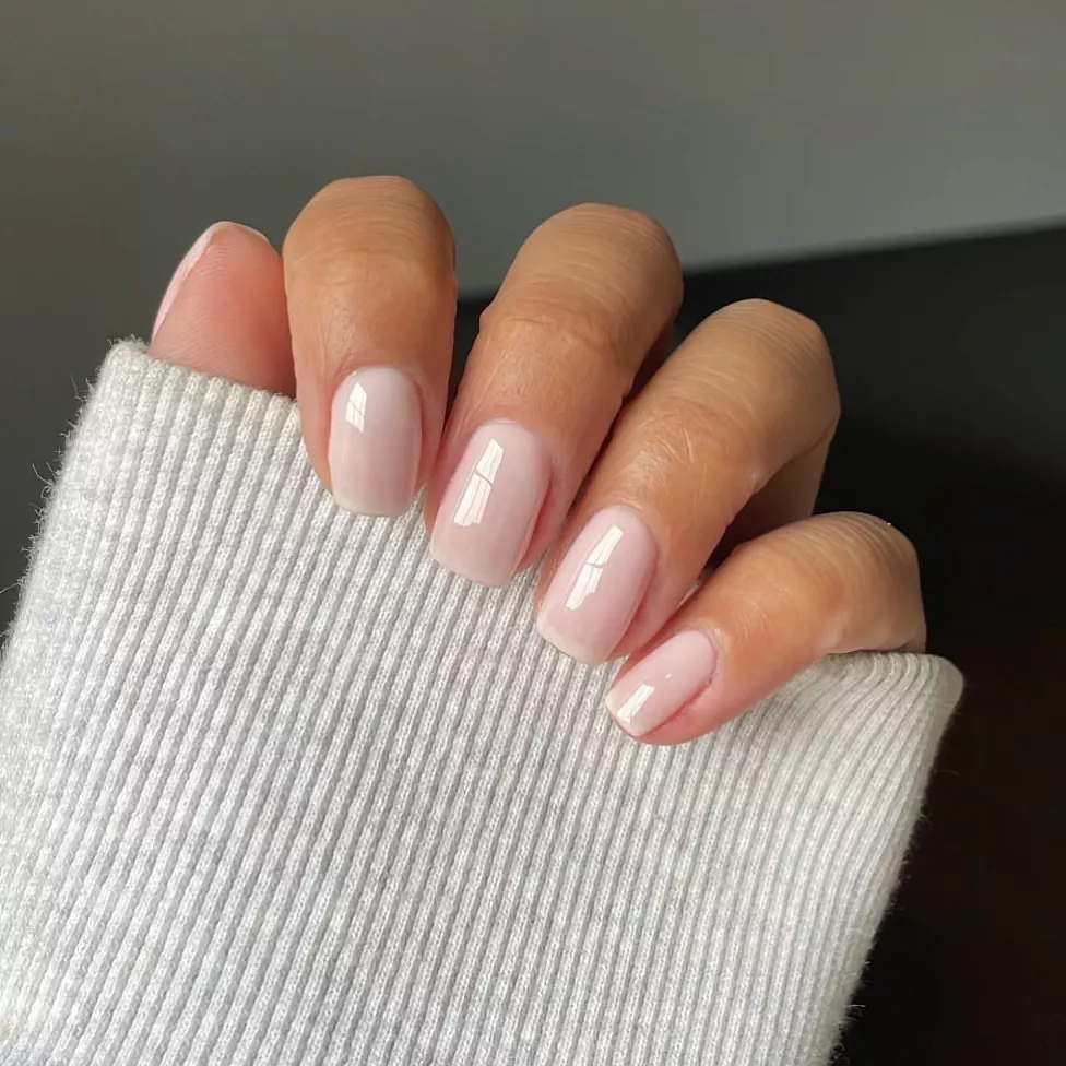 Milky Pink Short Winter Nails