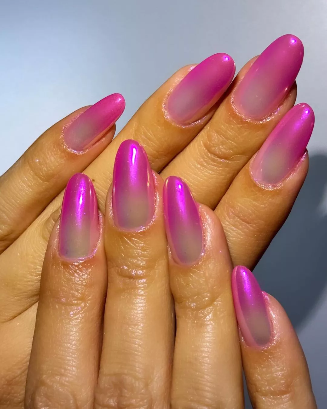 Pink ombre chrome nails