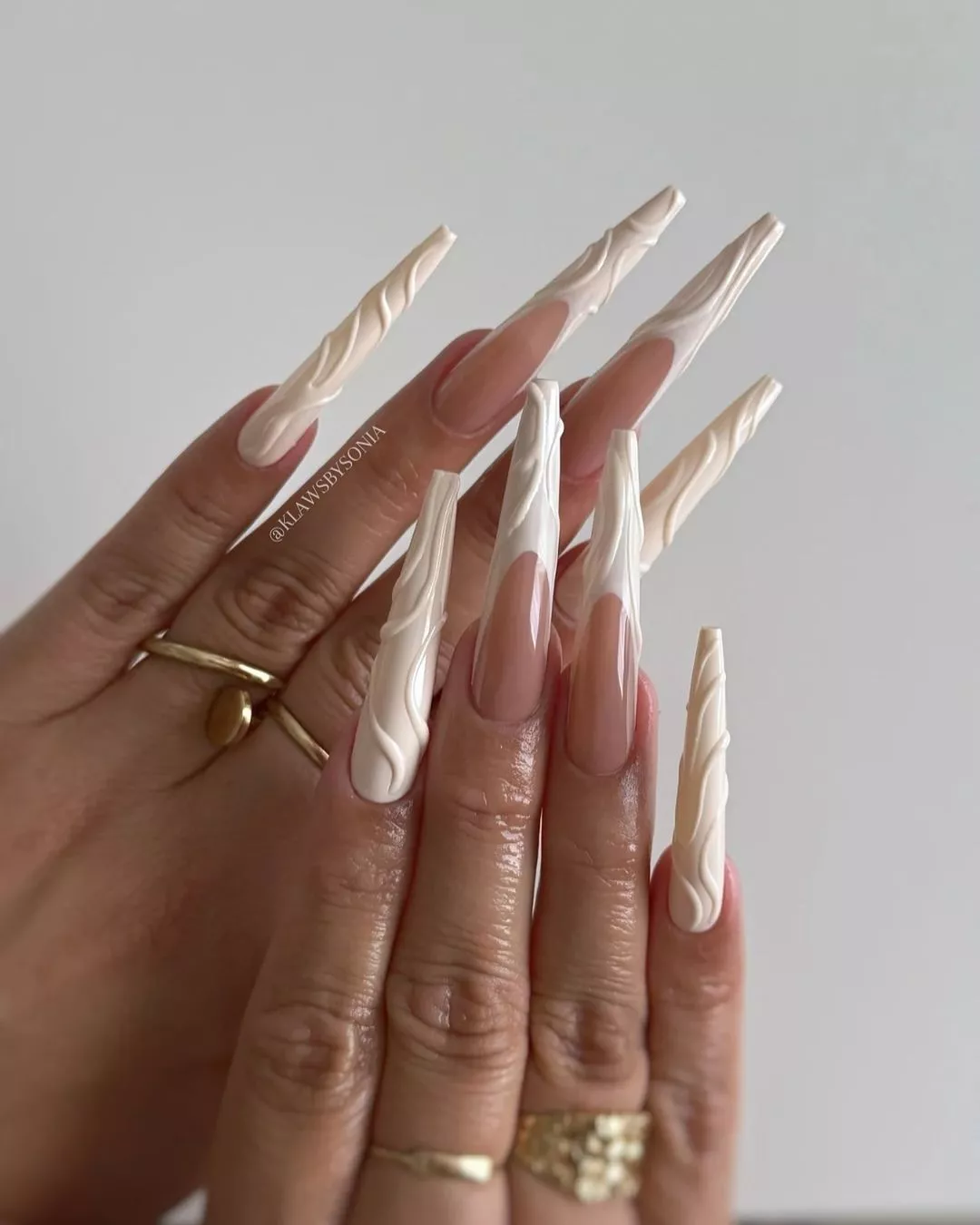 An extra-long white French tip for winter.