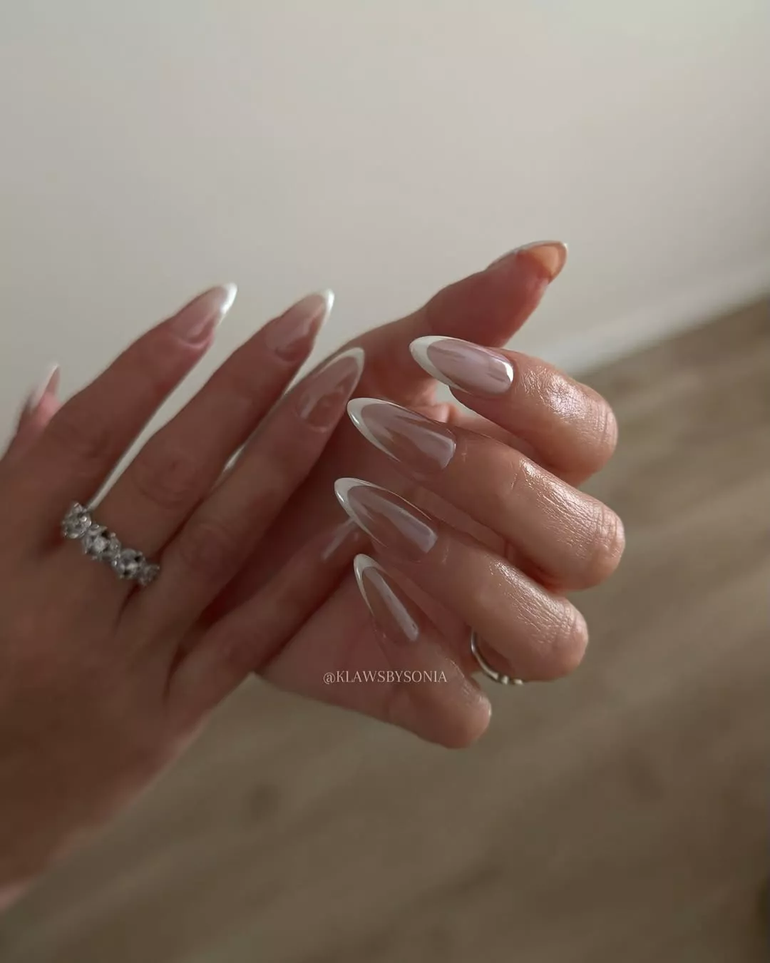 Chrome French Winter White Nail Ideas