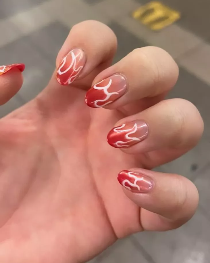 Sagittarius Nails Ombré Flame