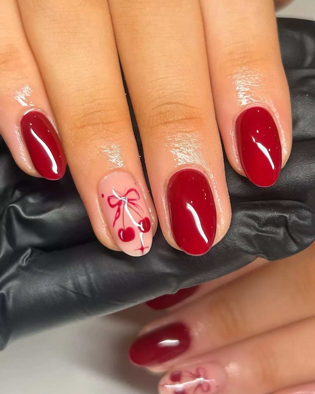 With a Cherry on Top Bow Nails