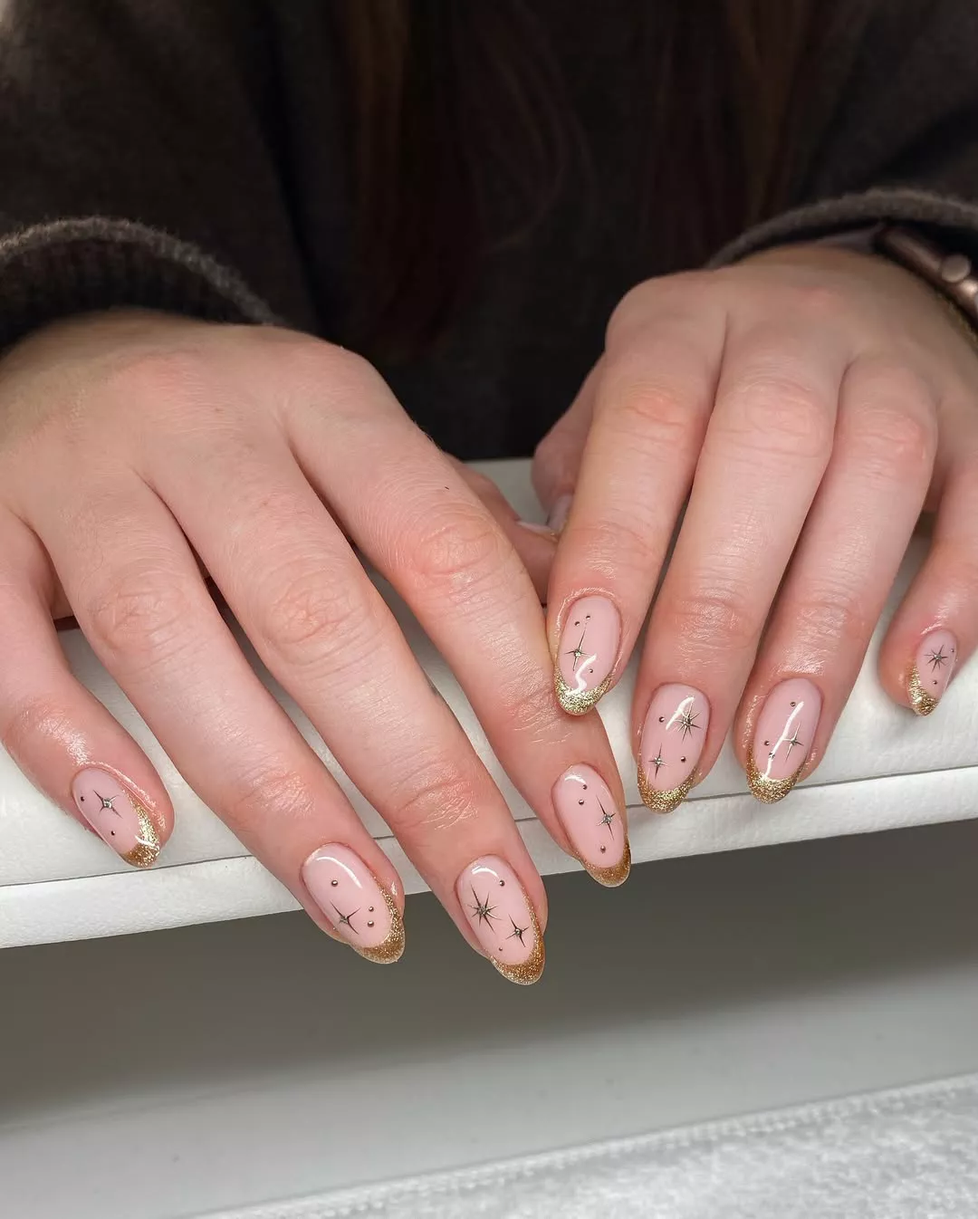 Starry Night Champagne Nails