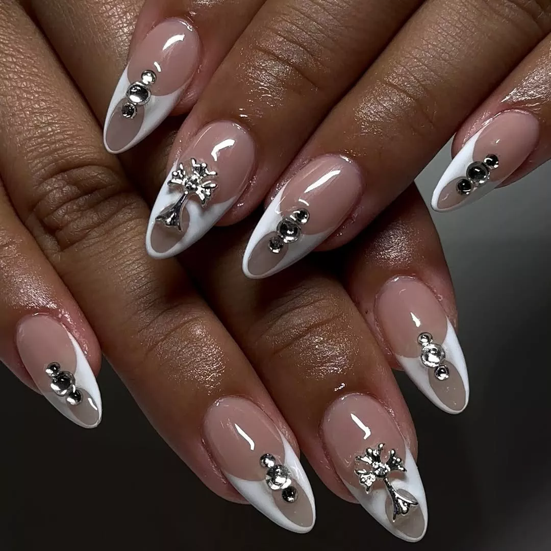 Negative Space French New Years Eve Nails