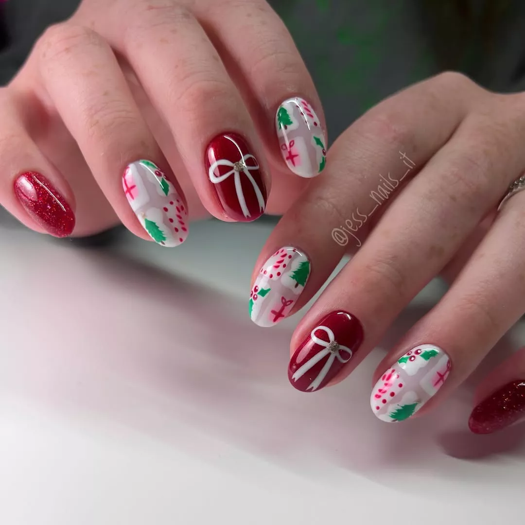 Christmas Bows Bow Nails
