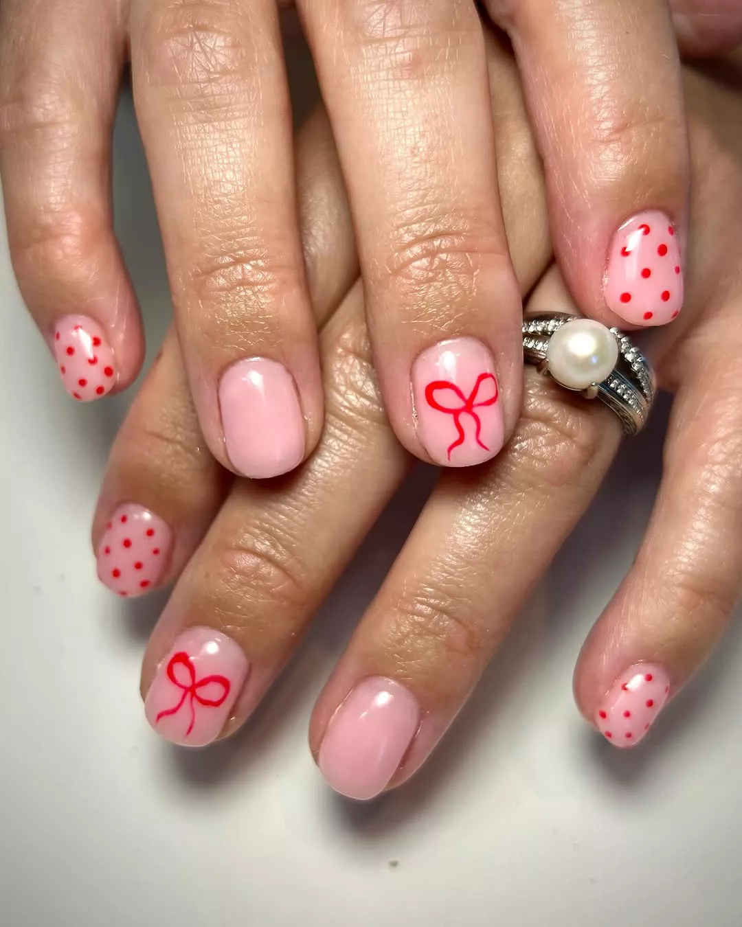 Strawberry Shortcake Bow Nails