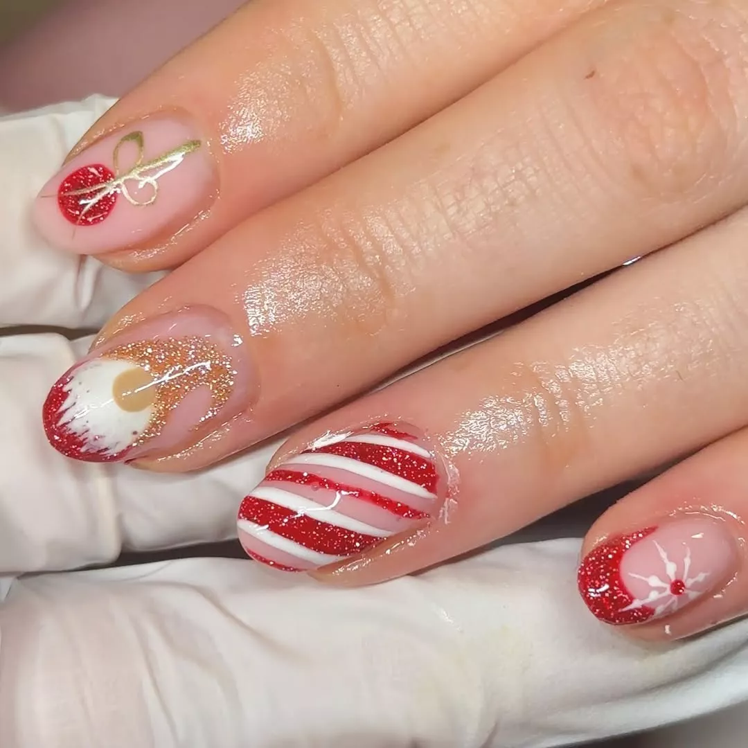 Gnome Candy Cane Nails