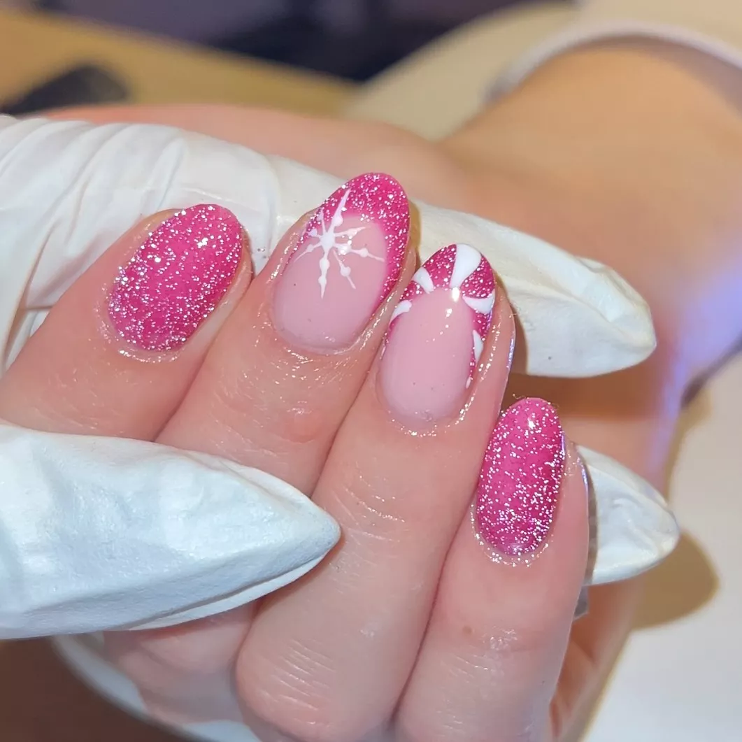 Pink Candy Cane Nails