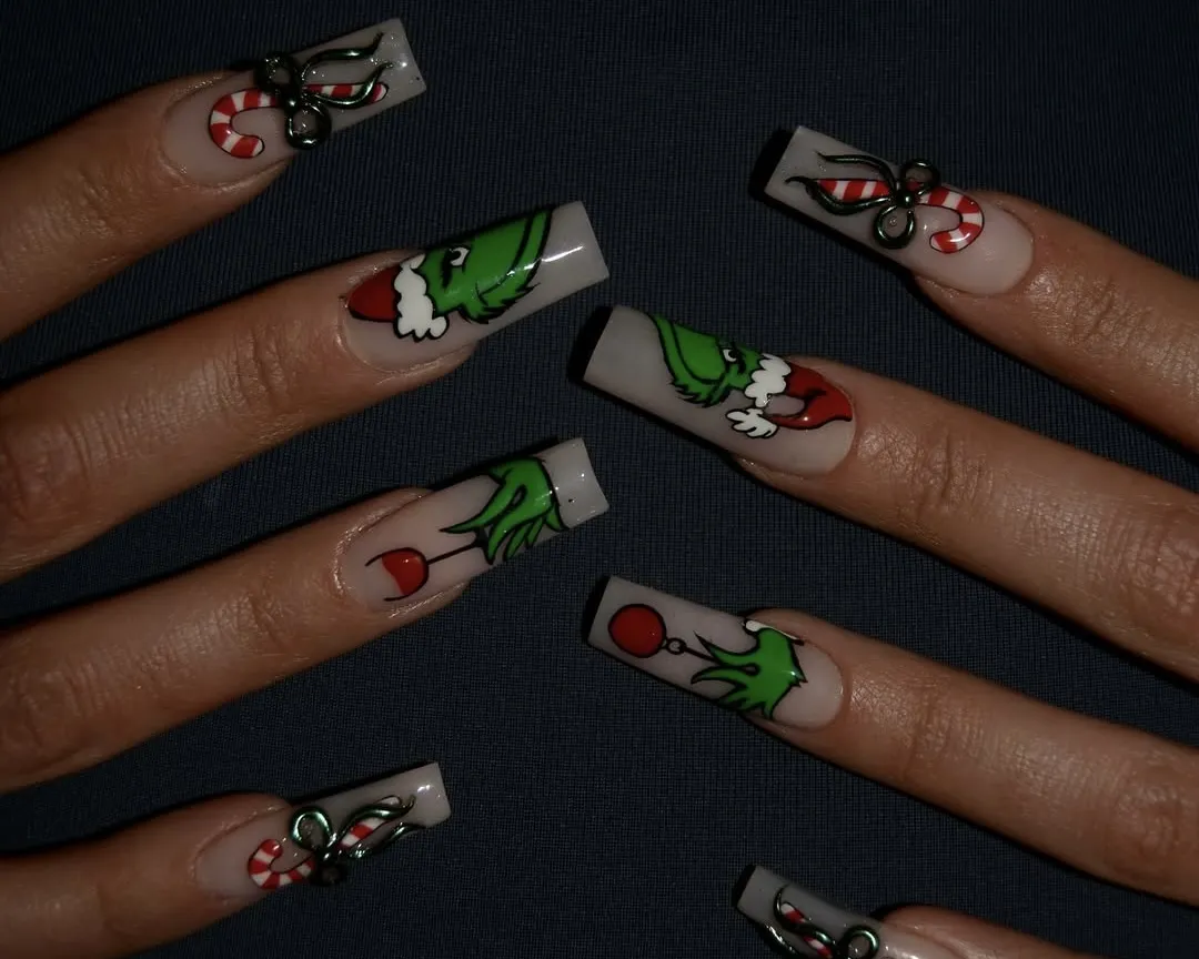 Long Grinch nails.