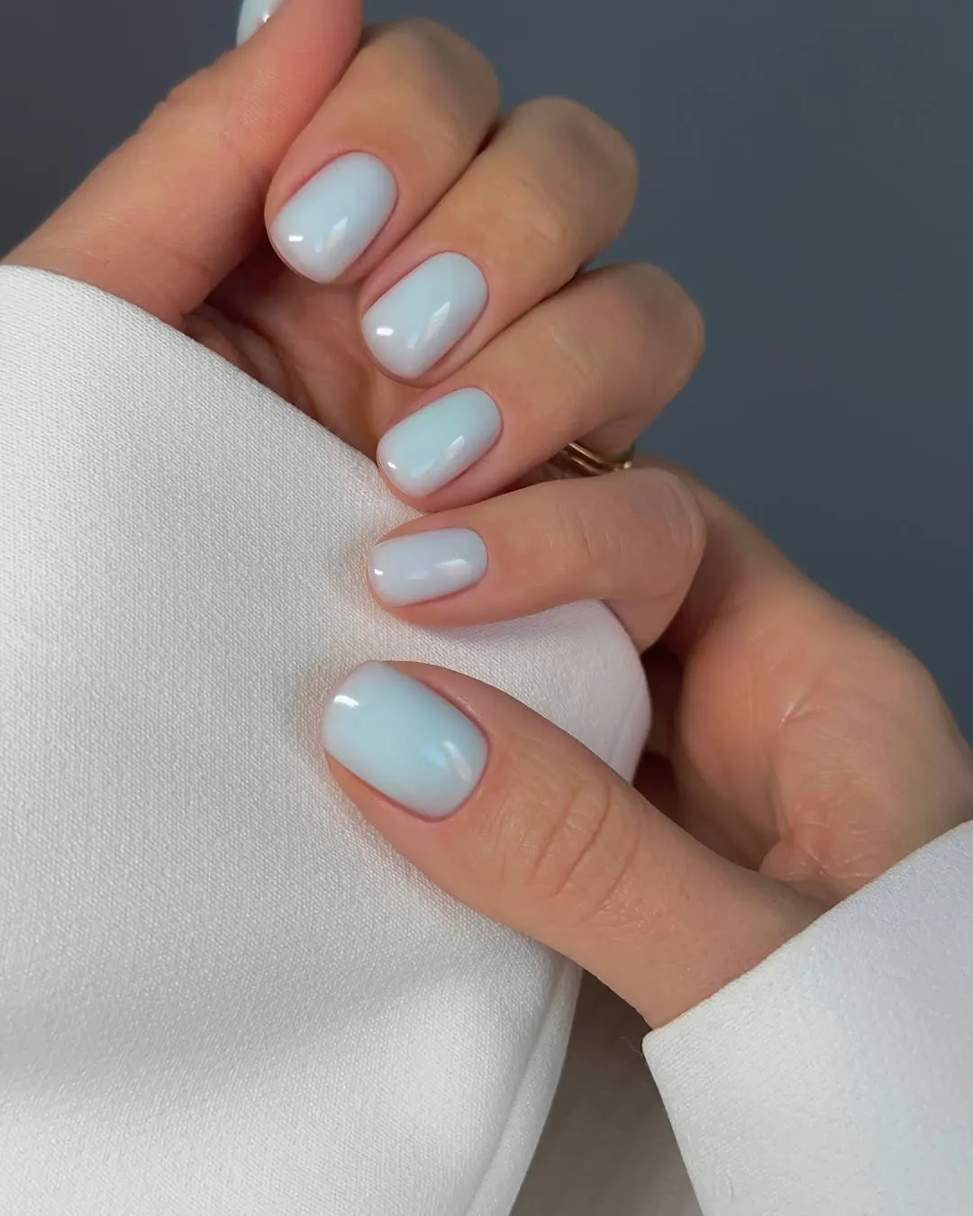 Pale blue jelly nails