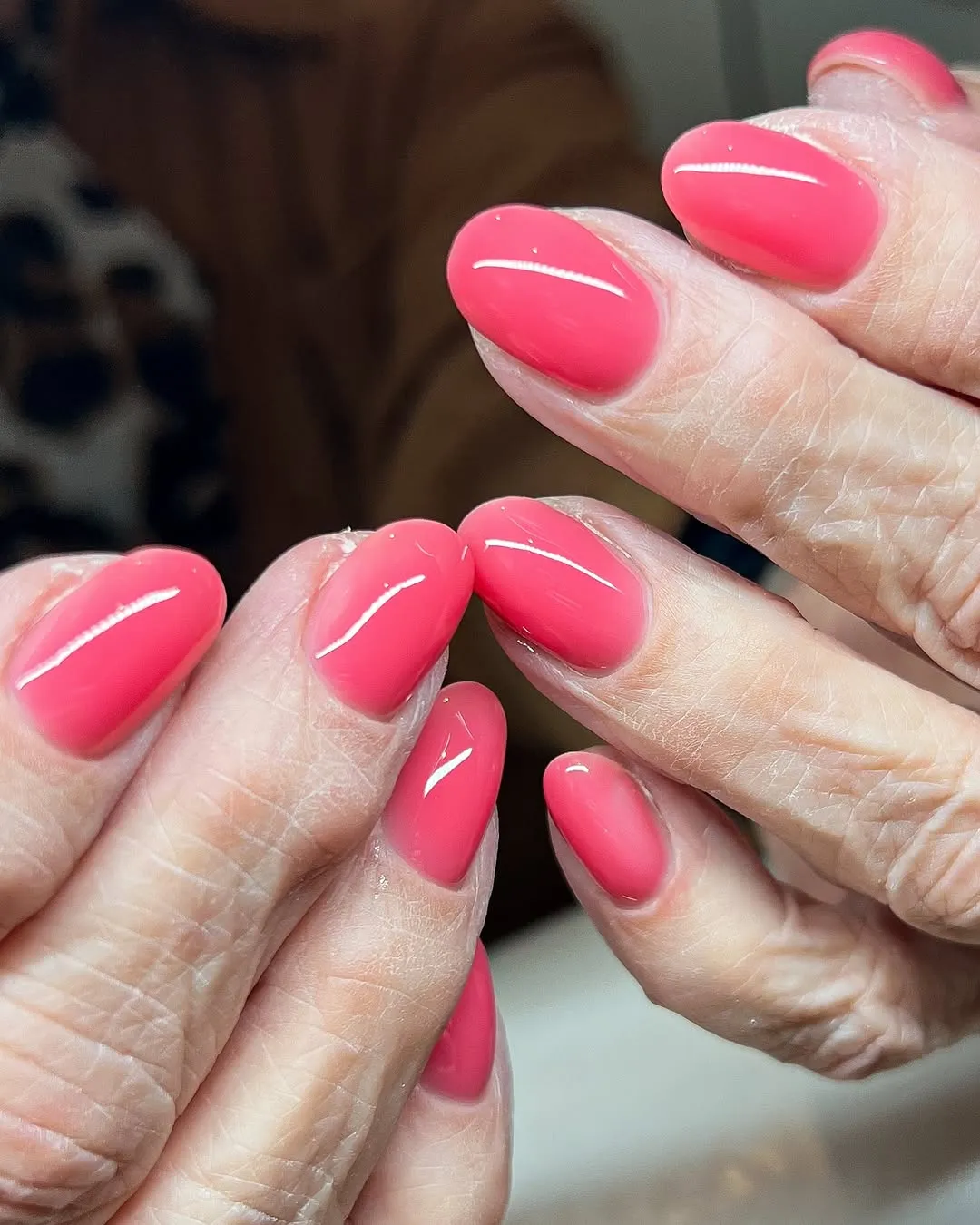 Hot pink jelly manicure