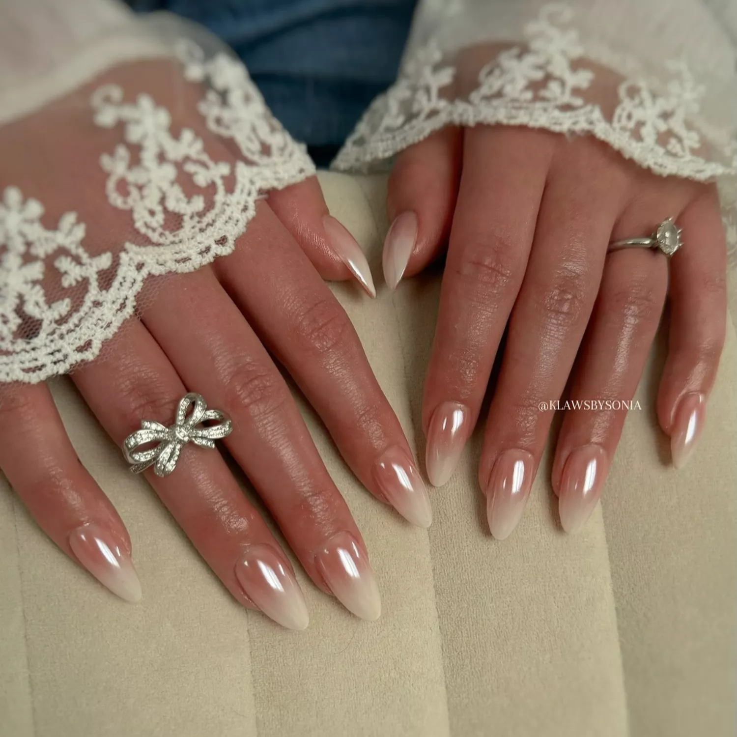 bridal ombre White Ombre Nails
