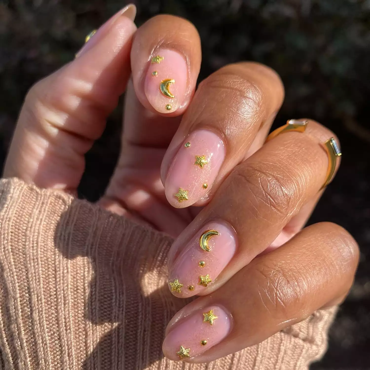 gold nails Celestial