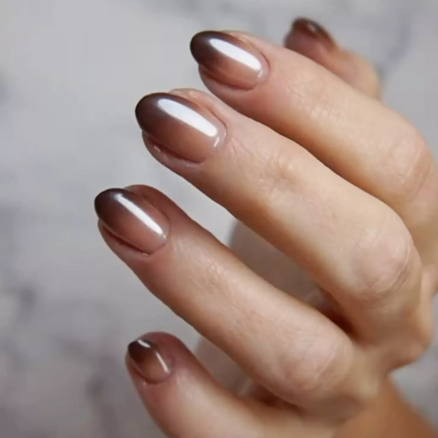 Chrome Cocoa Ombre Nails - InStyle January Nails