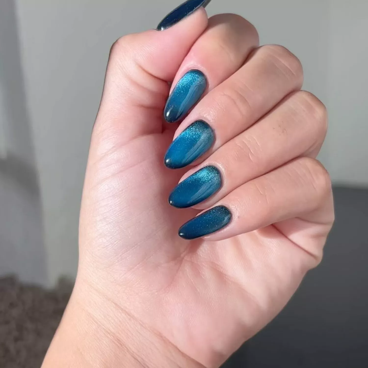 Cool Blue Cat Eye Nails - InStyle January Nails