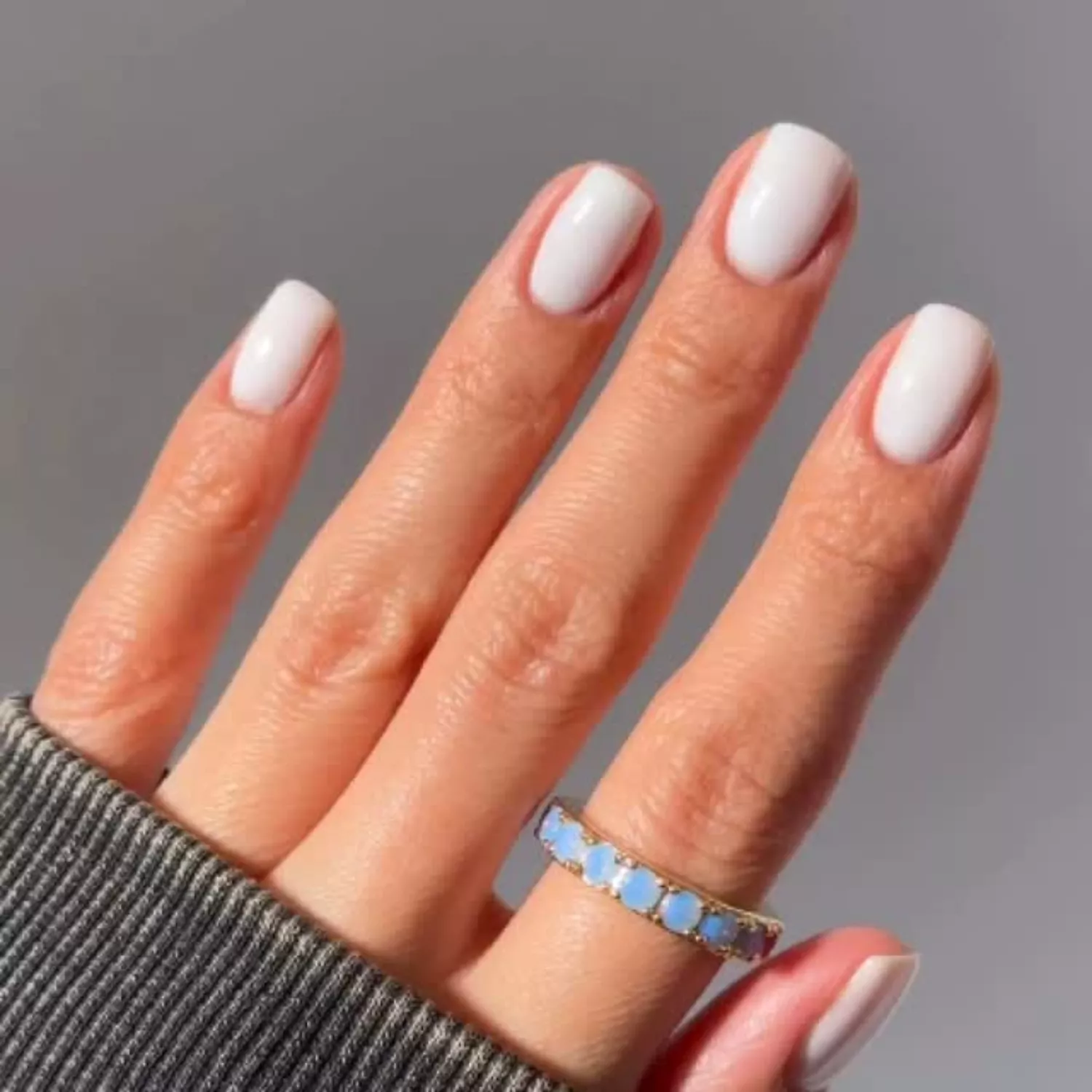 Cool Sheer Milky White Nails - InStyle January Nails