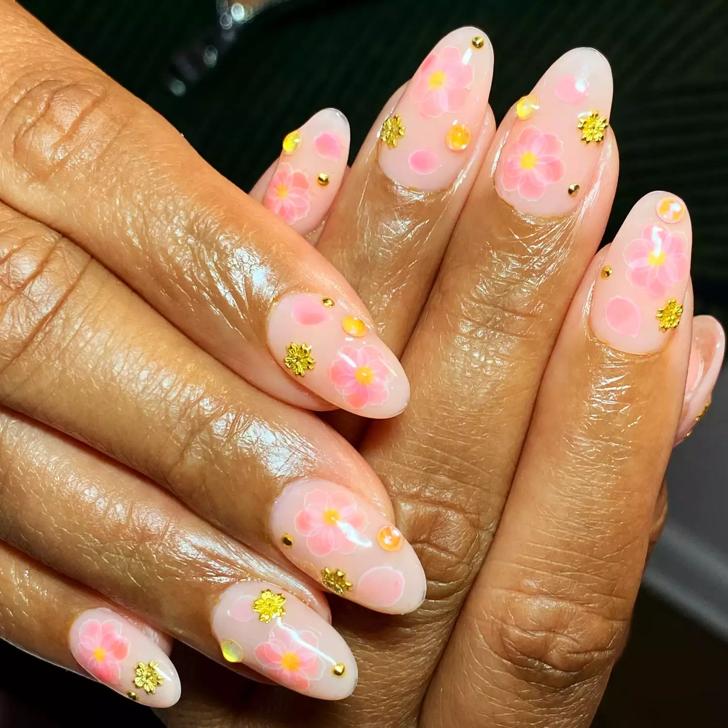 gold nails Gold Florals