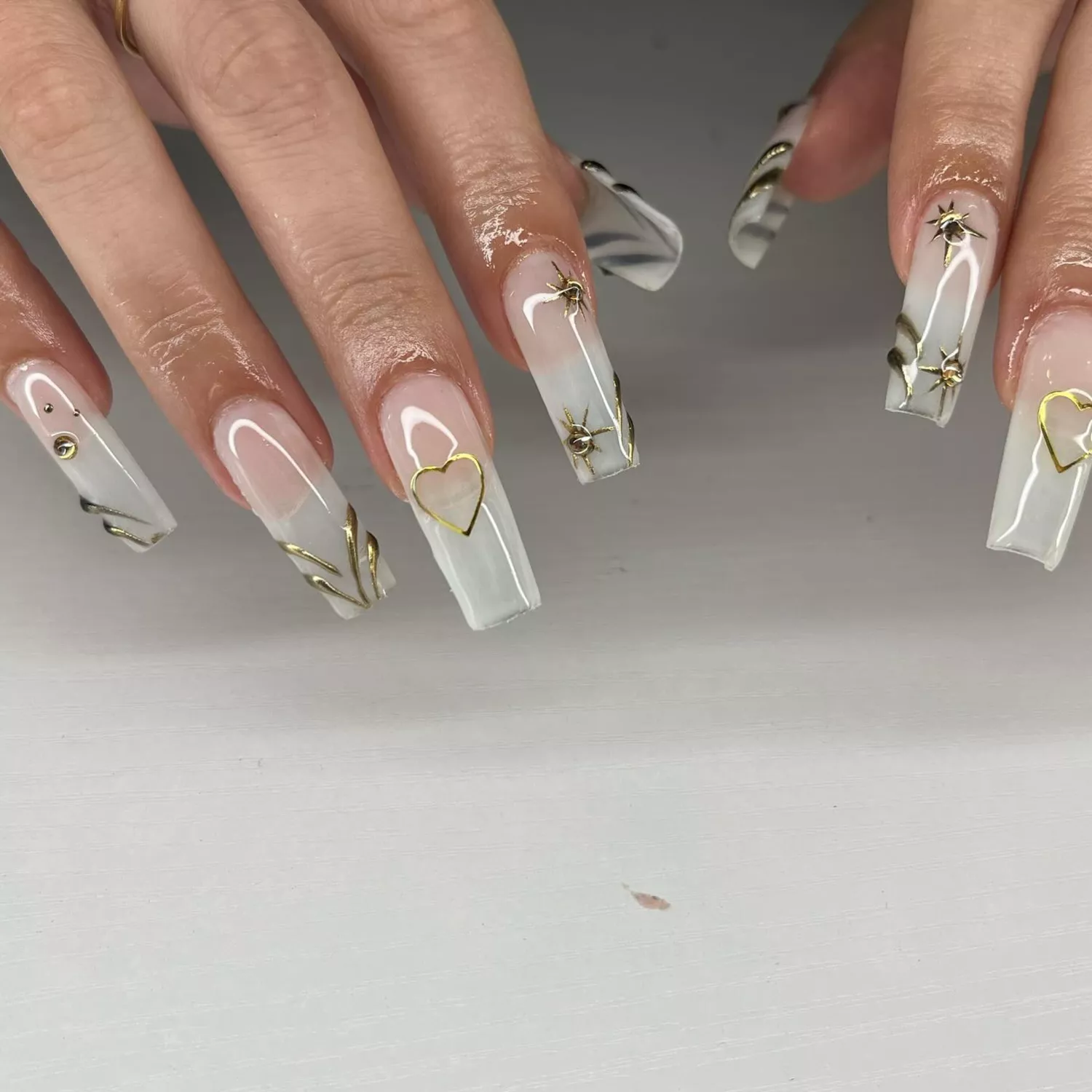 milky White Ombre Nails