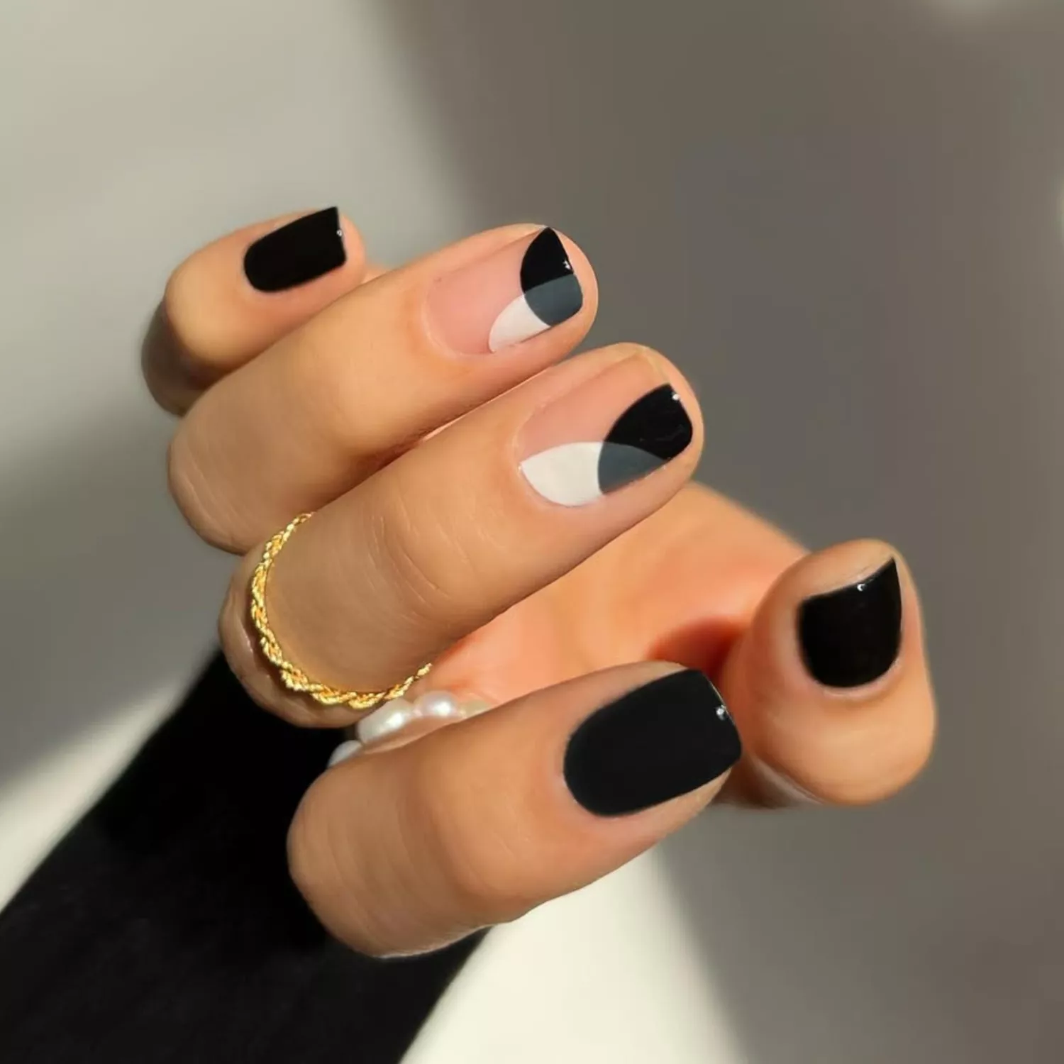 Minimalist Black and White Nails - InStyle January Nails