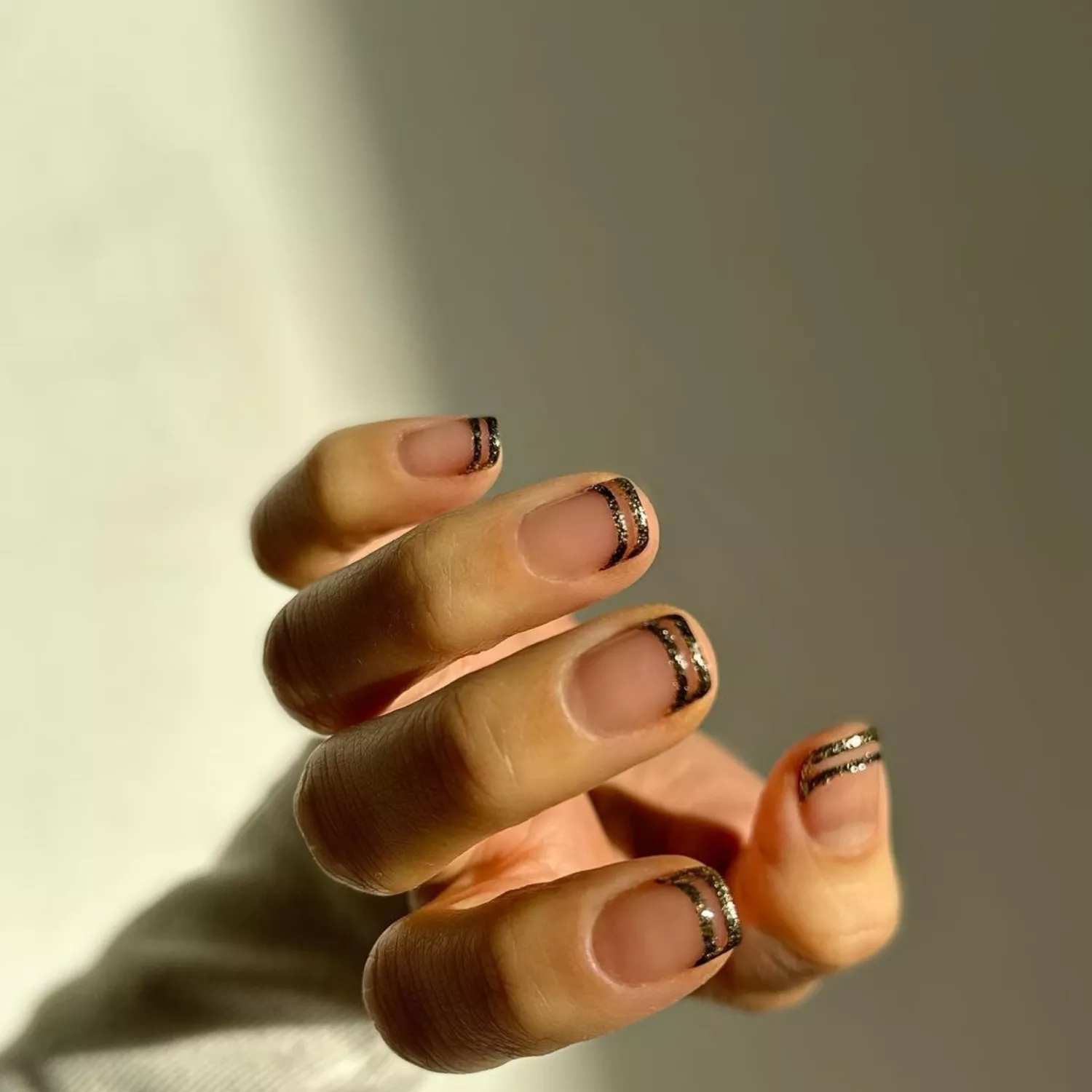 Minimalist Double Glitter French Tips - InStyle January Nails