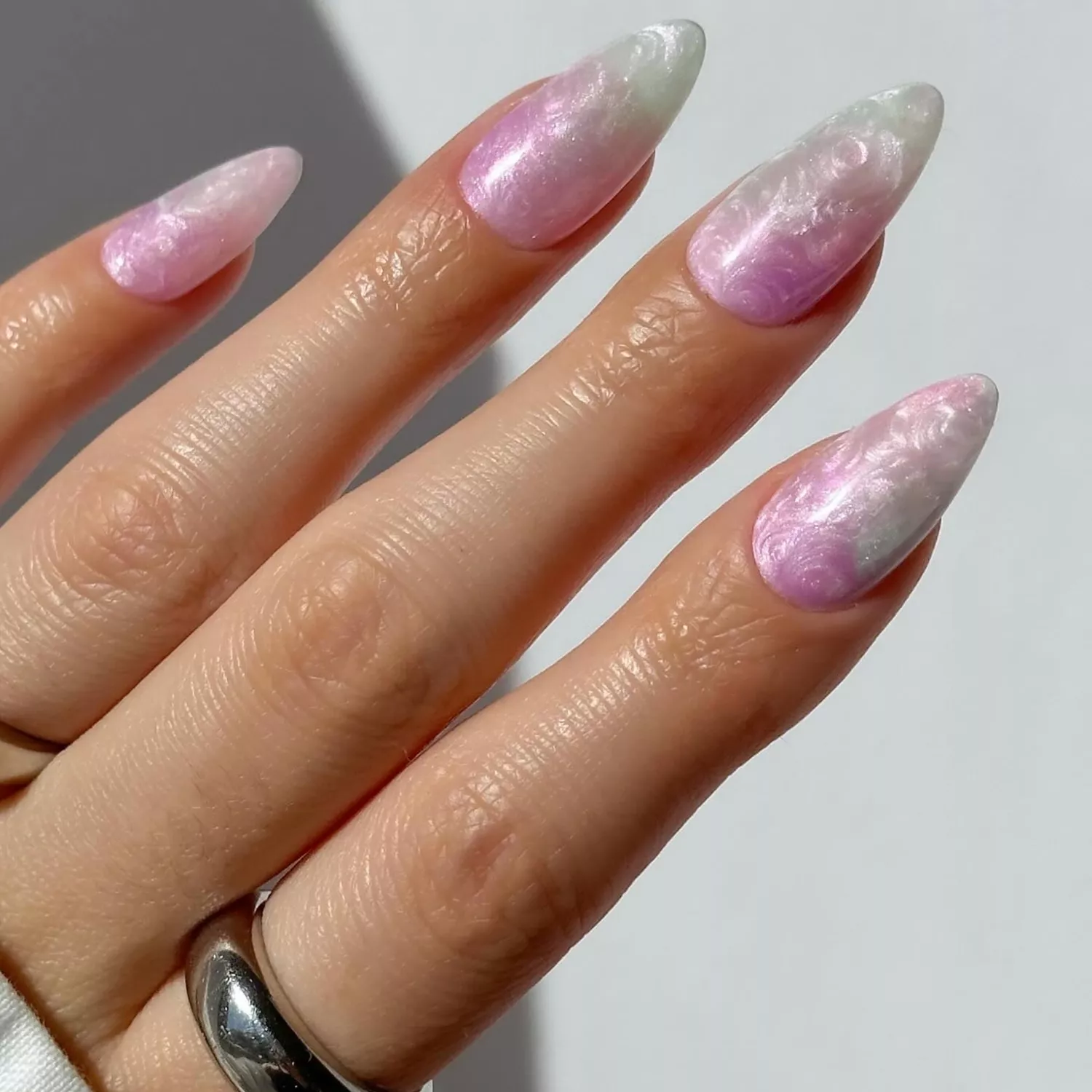 pearl mani White Ombre Nails