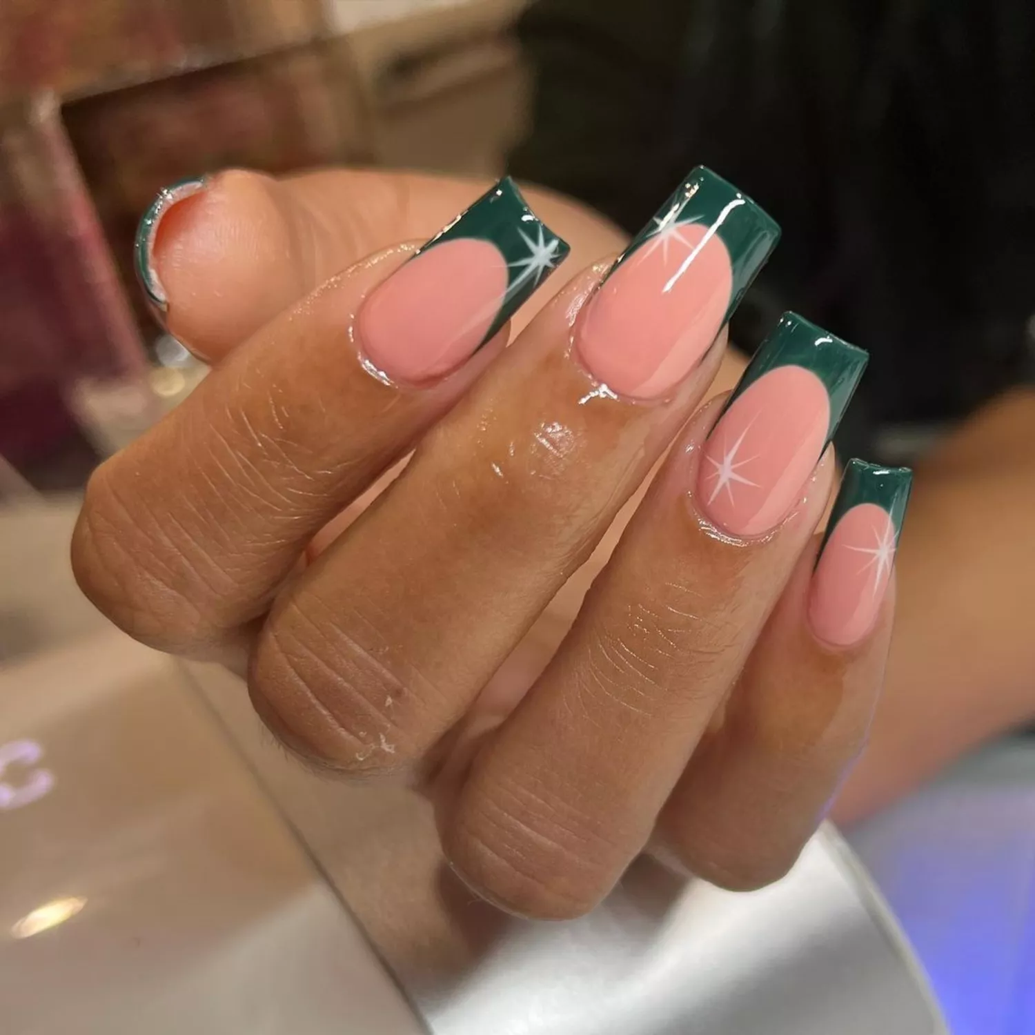 Pretty Pine Square French Tips - InStyle December Nails 