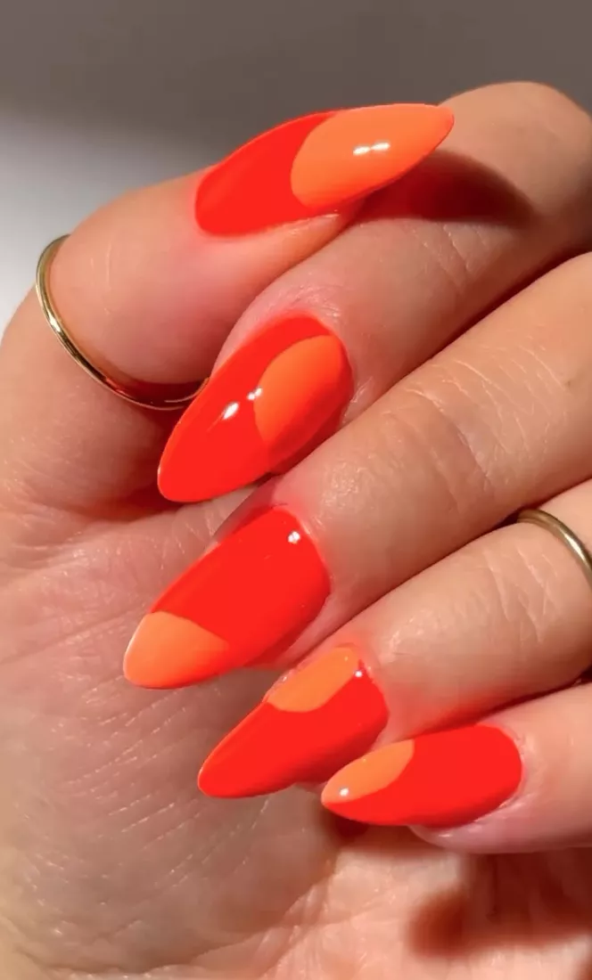 Sagittarius Nails Bright Orange