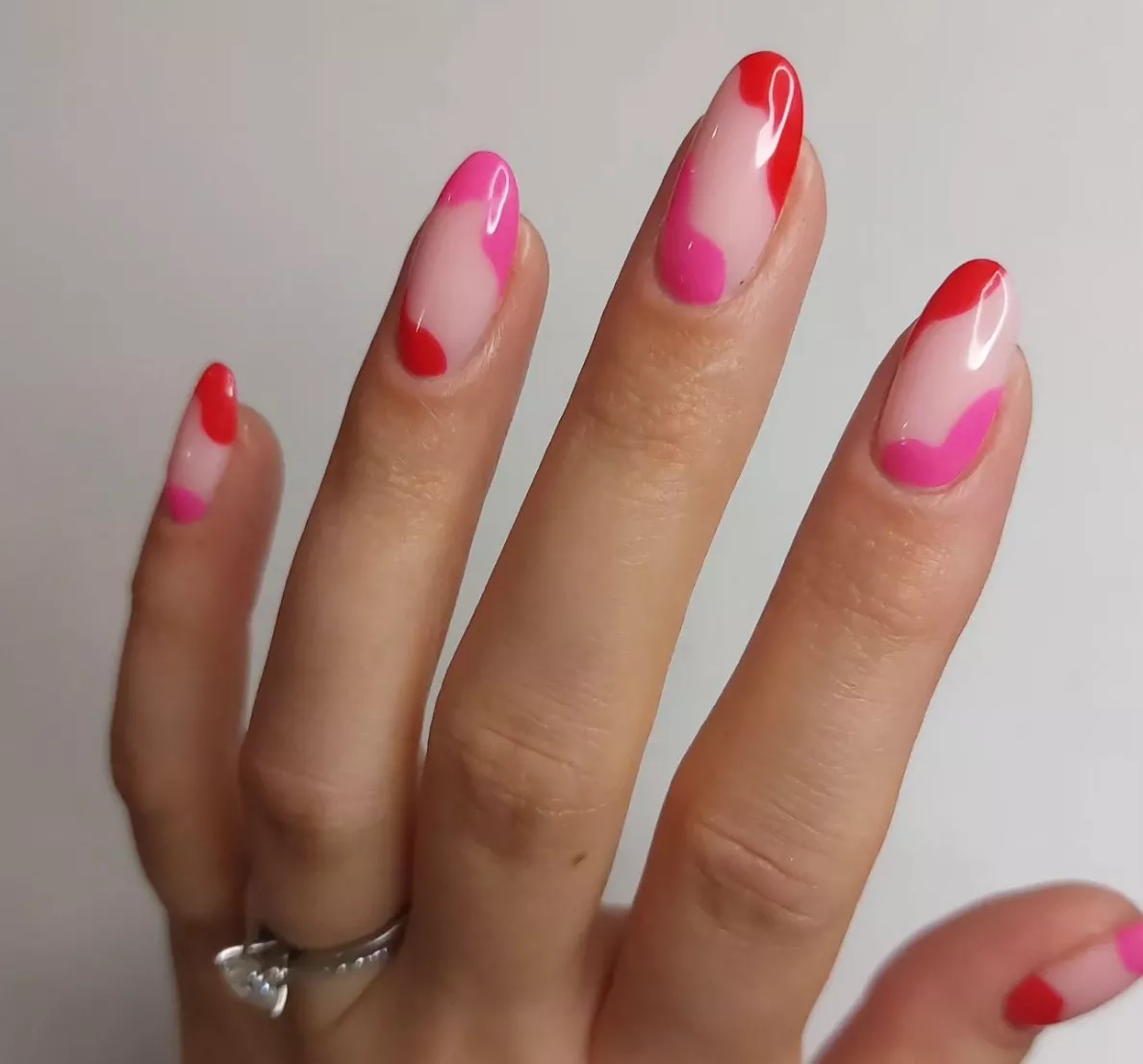 Red and Pink French Manicure