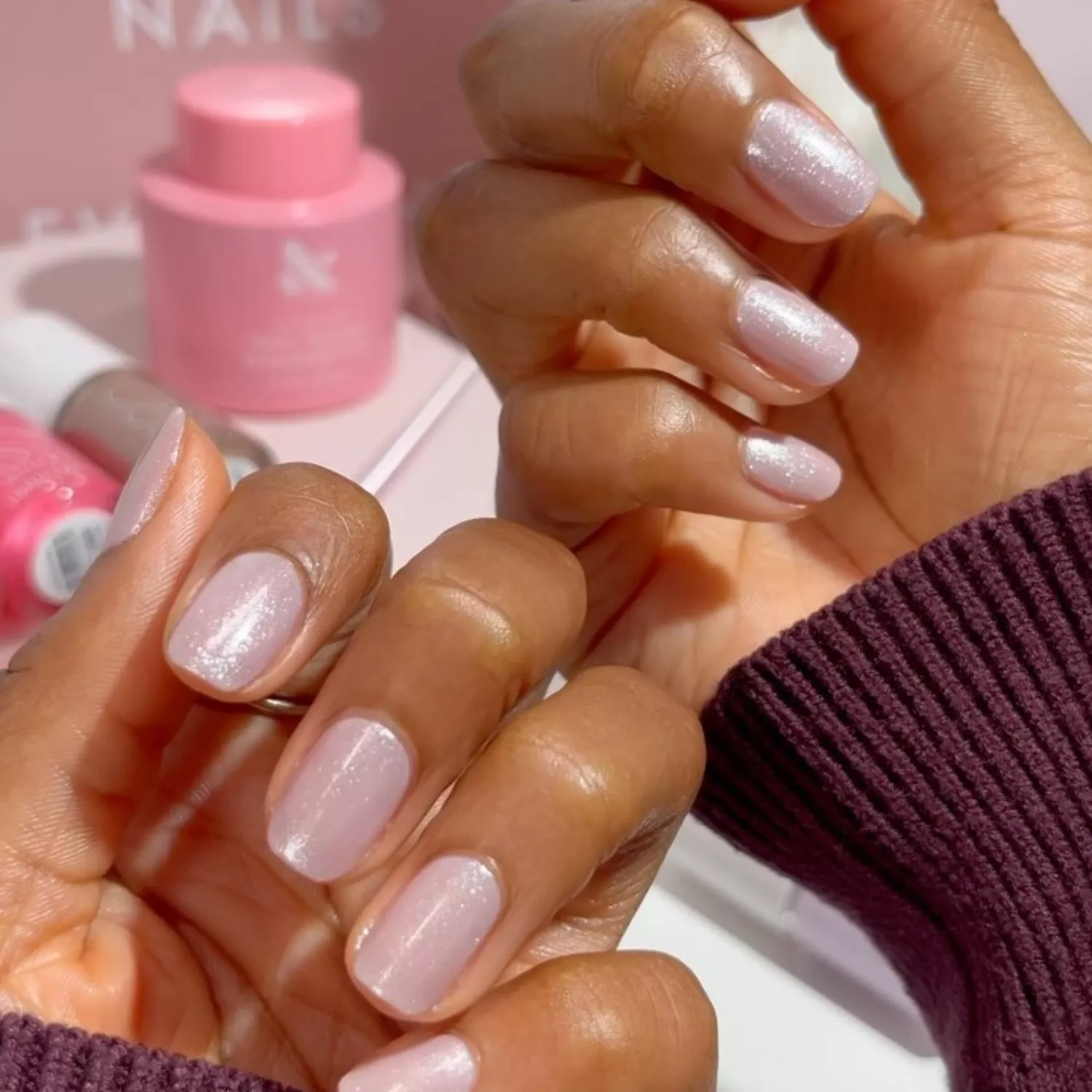 Sheer Lavender Shimmer Nails - InStyle January Nails