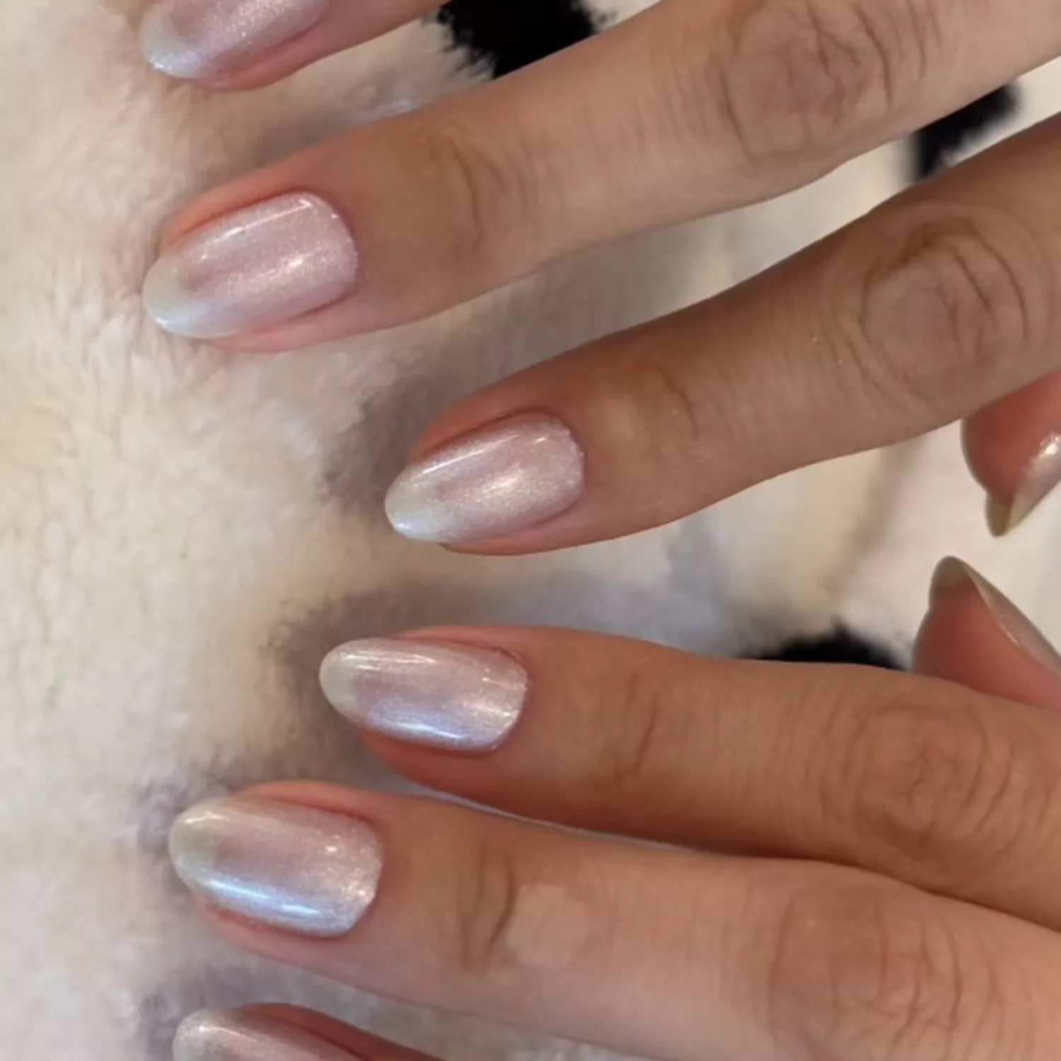 Sheer White Metallic Nails - InStyle January Nails