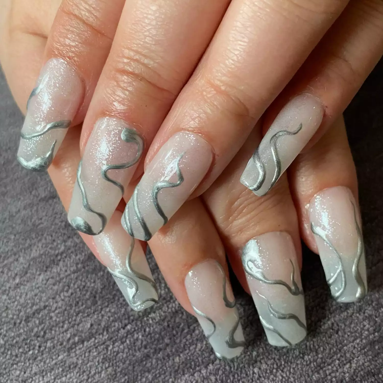 silver surfer White Ombre Nails