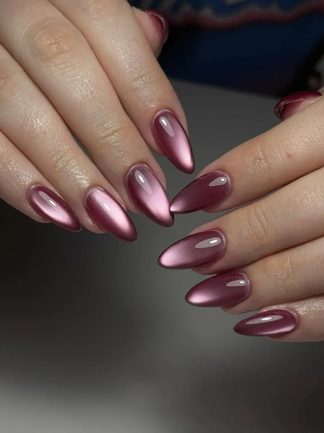 Light pink cat eye nails