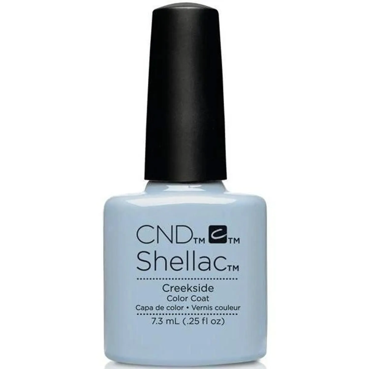 A bottle of CND Shellac Creekside Color Coat nail polish