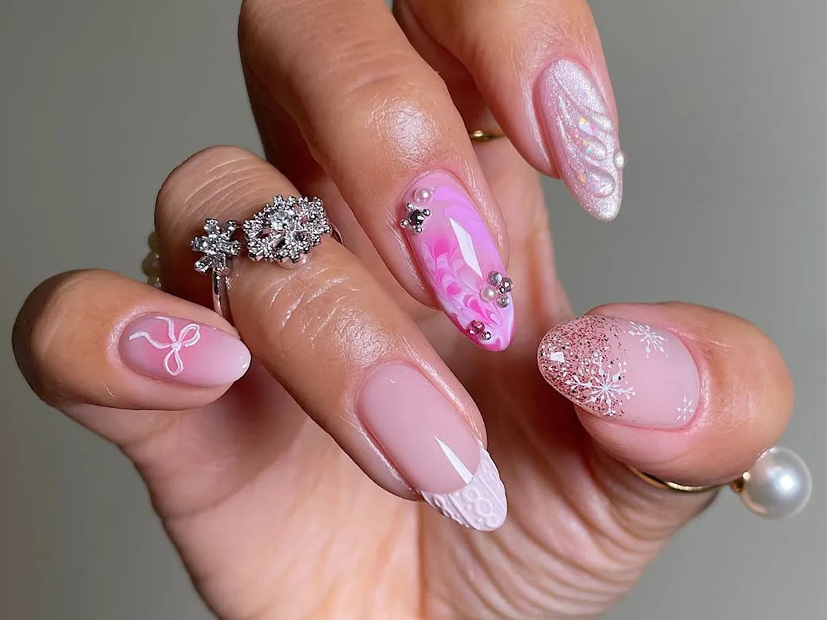 20 Light Pink Nail Designs to Try, Including Auras, Polka Dots, and Cat Eyes